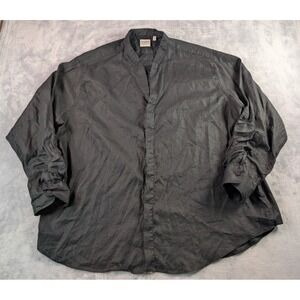 Baird McNutt Murano Men's 3XB 100% Linen Shirt Button Up Long Sleeve Black